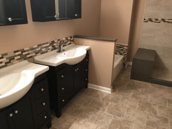 Bathroom Remodeling In Hanover Park - natural stone tile and backsplash