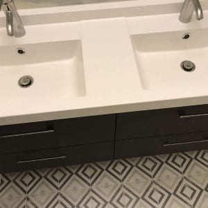 Commercial Property Bathroom remodeling in Streamwood IL - new sink, tile, flooring, cabinets