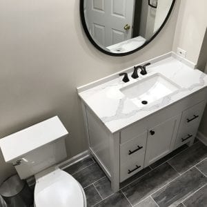 Bathroom Remodeling in Hinsdale - new flooring, sink, cabinets