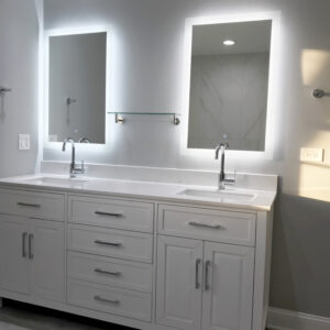 Bathroom Remodeling in Niles IL - New vanity and backlit mirrors