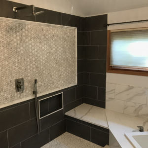 Bathroom Renovation Services in Schaumburg and Chicago Metro Area, new wall tiles, sink, and shower