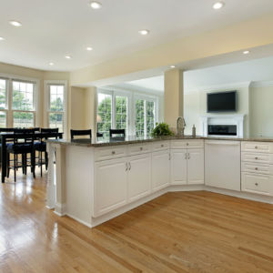 Large kitchen in remodeled home with eating area Large kitchen in remodeled home with eating area and hardwood floor