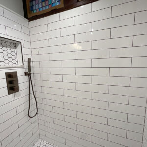 Shower detail in remodeled Chicago bathroom