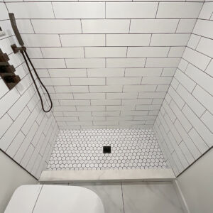 Newly installed shower in Chicago bathroom remodel
